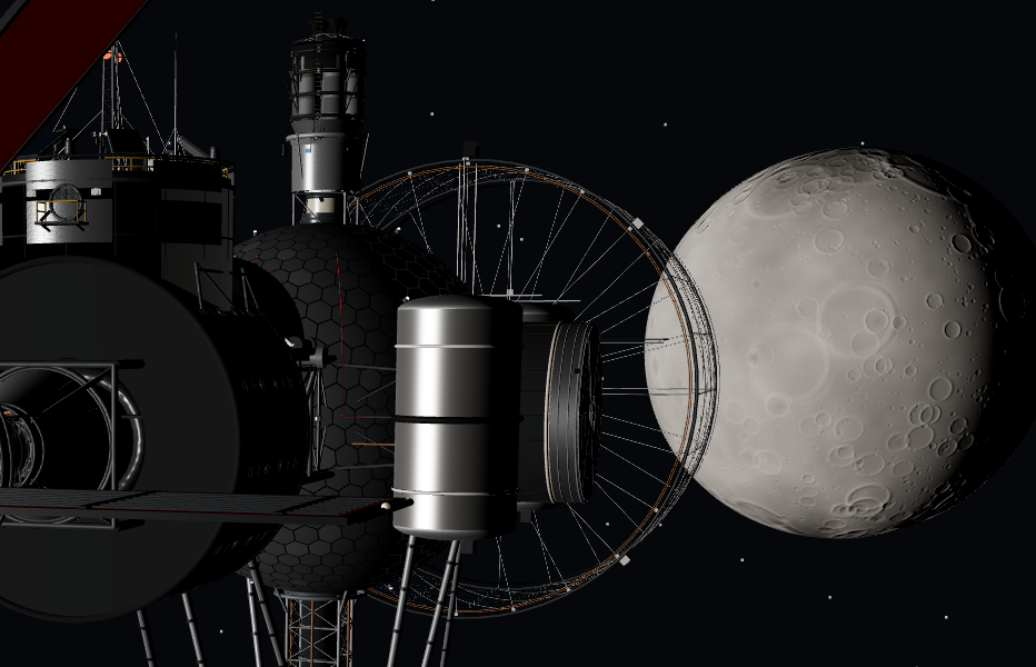 TSAC 166 Noether in the orbit of the moon, 2039 — habitat ring and moon beyond